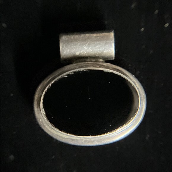 Vintage 925 Sterling Silver Onyx Modernist Slide Pendant 7.3g Artist Signed - Picture 1 of 11